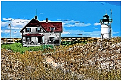 Race Point Light on Cape Cod Seashore -Digital Painting